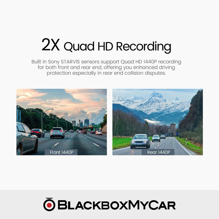 VIOFO A229 Duo 2K QHD 2-Channel Dash Cam with GPS - Dash Cams - VIOFO A229 Duo 2K QHD 2-Channel Dash Cam with GPS - 12V Plug-and-Play, 2-Channel, 256GB, 2K QHD @ 30 FPS, Adhesive Mount, App Compatible, Camera Alerts, China, G-Sensor, GPS, Hardwire Install, Loop Recording, Mobile App, Mobile App Viewer, Night Vision, Parking Mode, Rear Camera, Security, Super Capacitor, Voice Alerts, Wi-Fi - BlackboxMyCar