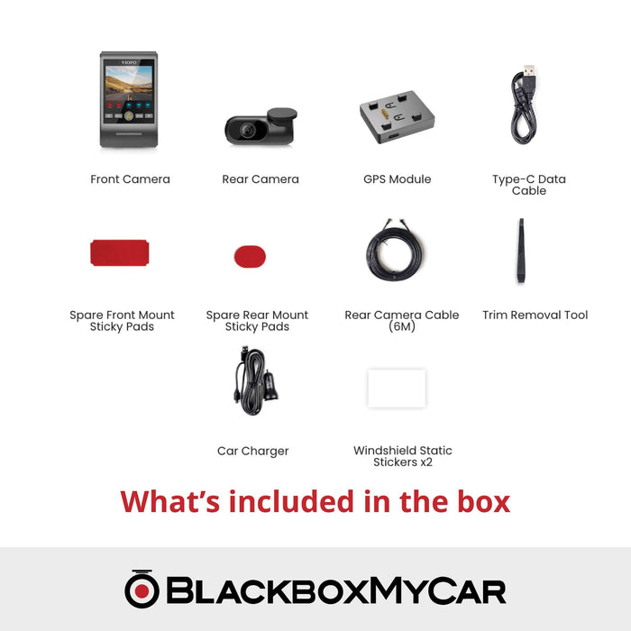 VIOFO A229 Duo 2K QHD 2-Channel Dash Cam with GPS - Dash Cams - VIOFO A229 Duo 2K QHD 2-Channel Dash Cam with GPS - 12V Plug-and-Play, 2-Channel, 256GB, 2K QHD @ 30 FPS, Adhesive Mount, App Compatible, Camera Alerts, China, G-Sensor, GPS, Hardwire Install, Loop Recording, Mobile App, Mobile App Viewer, Night Vision, Parking Mode, Rear Camera, Security, Super Capacitor, Voice Alerts, Wi-Fi - BlackboxMyCar